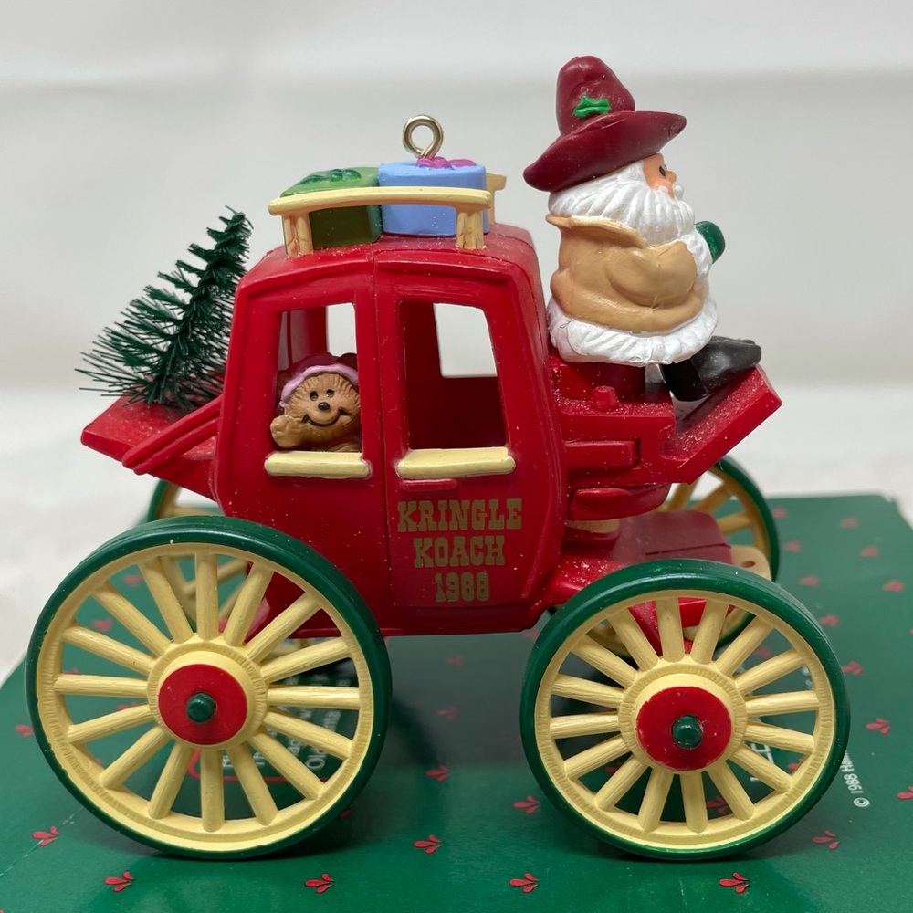 Vintage Hallmark 1988 Kringle Koach Here comes Santa Ornament